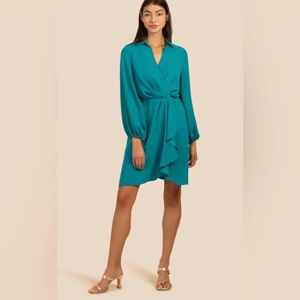 NEW Trina Turk Reverly Surplice Ruffle Dress - Picture 8 of 16